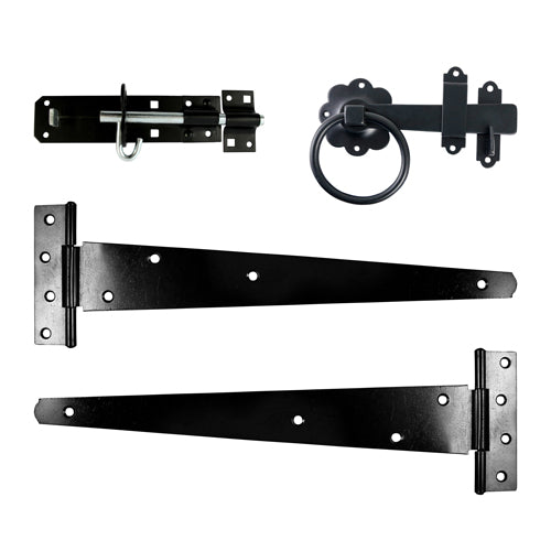 This is an image of Timco - Side Gate Kit - Ring Latch - Black 18" (1 Each TIMbag) 427548