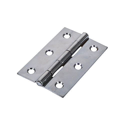 This is an image of Timco - Plain Butt Hinge - Fixed Pin (1838) - Polished Chrome 100 x 70 (1 Pairs Plain Bag) 434123