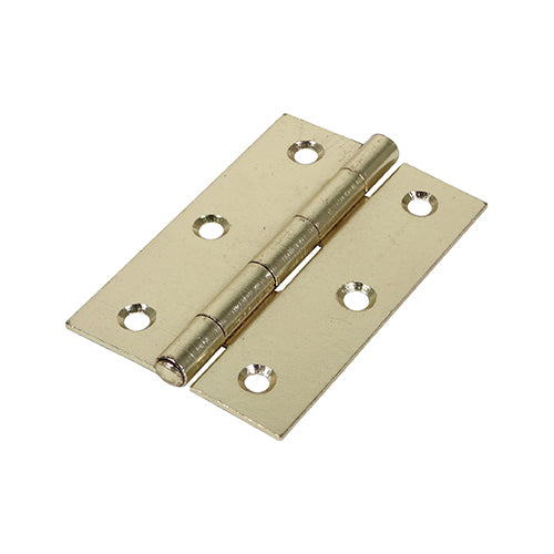 This is an image of Timco - Plain Butt Hinge - Fixed Pin (1838) - Electro Brass 90 x 60 (1 Pairs Plain Bag) 434456