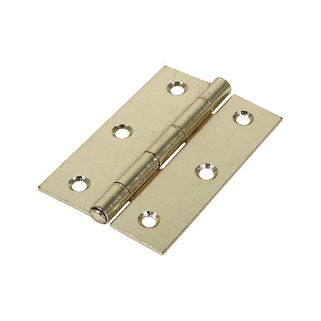 This is an image of Timco - Plain Butt Hinge - Fixed Pin (1838) - Electro Brass 90 x 60 (1 Pairs Plain Bag) 434456