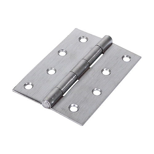 This is an image of Timco - Plain Butt Hinge - Fixed Pin (1838) - Satin Chrome 100 x 70 (1 Pairs Plain Bag) 434555