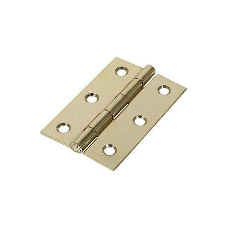 This is an image of Timco - Plain Butt Hinge - Fixed Pin (1838) - Electro Brass 75 x 50 (1 Pairs Plain Bag) 434701