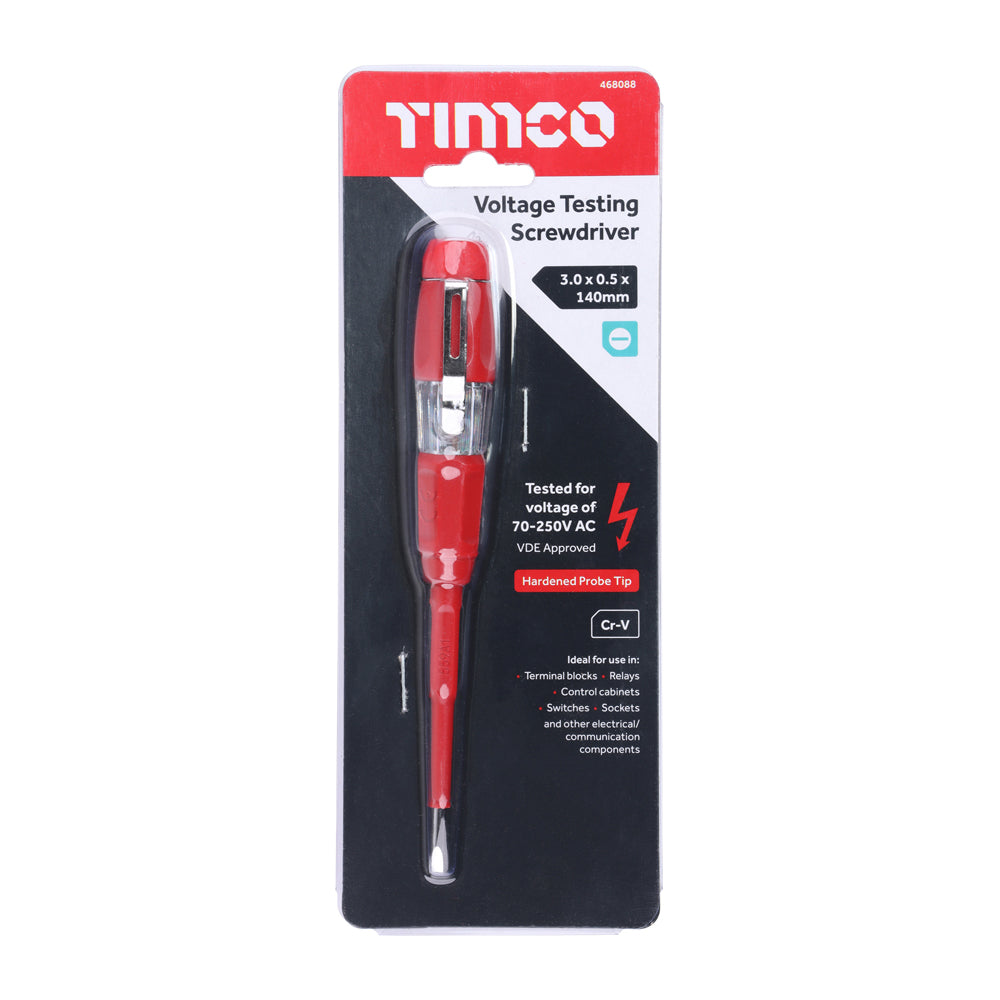 This is an image of Timco - Voltage Testing Screwdriver 140mm (1 Each Blister Pack) 468088