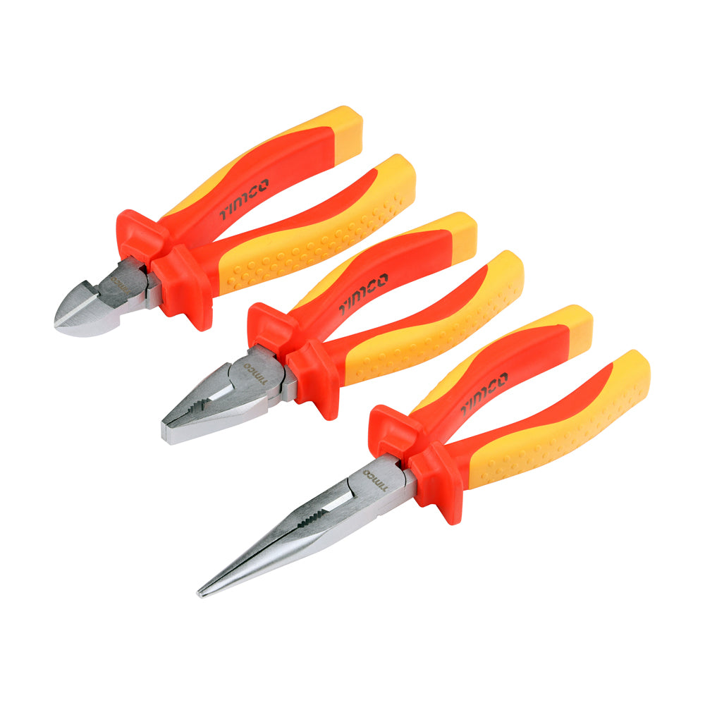 This is an image of Timco - VDE Plier Set 3pcs (3 Pieces Box) 468099