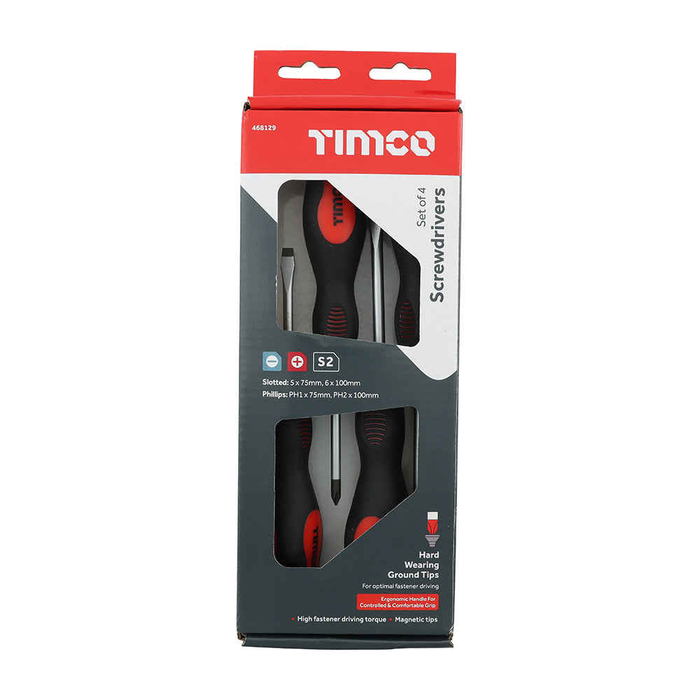 This is an image of Timco - Screwdriver Set 4pcs (4 Pieces Box) 468129