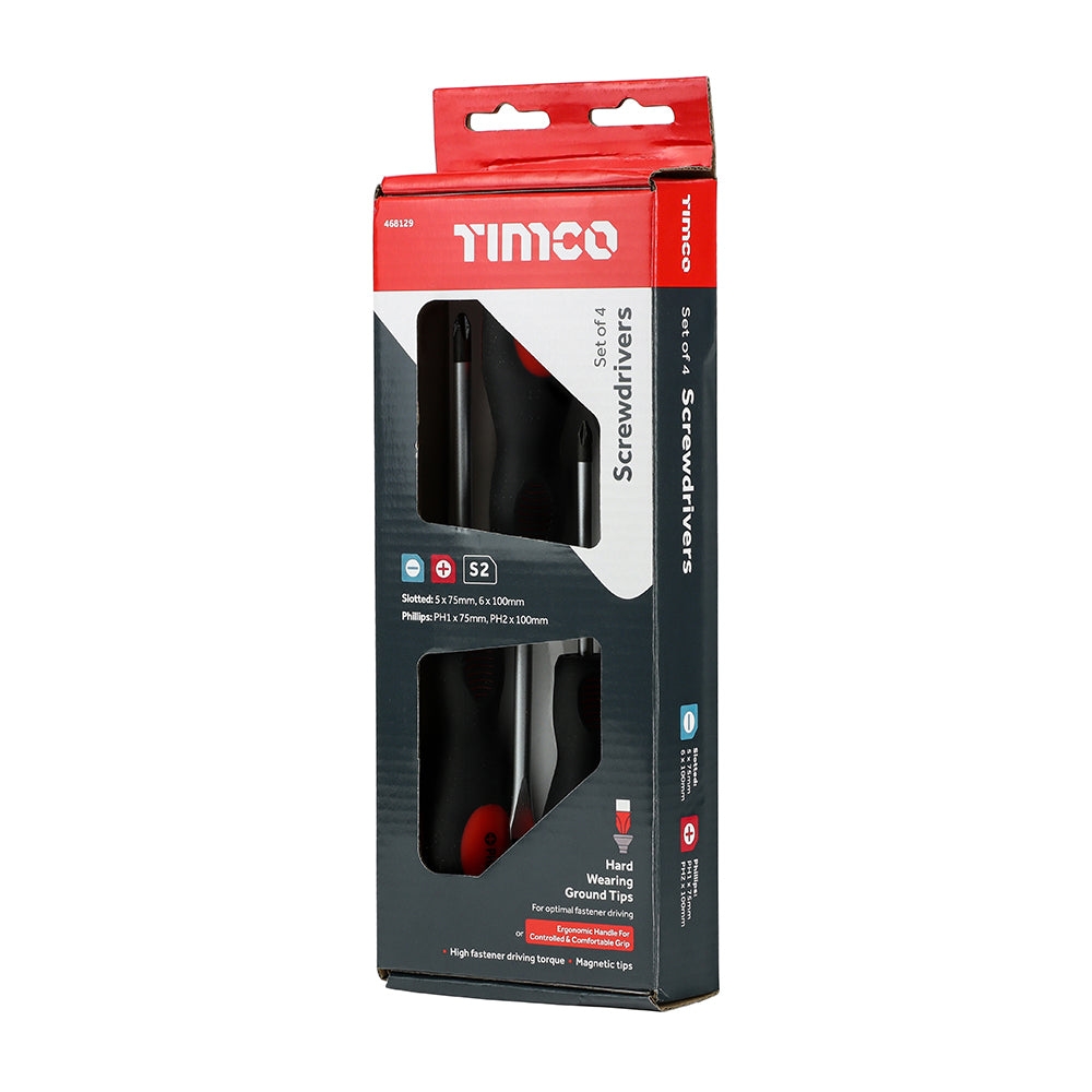 This is an image of Timco - Screwdriver Set 4pcs (4 Pieces Box) 468129