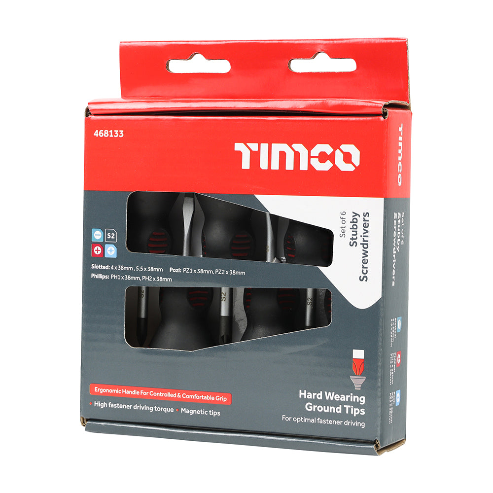 This is an image of Timco - Stubby Screwdriver Set 6pcs (6 Pieces Box) 468133