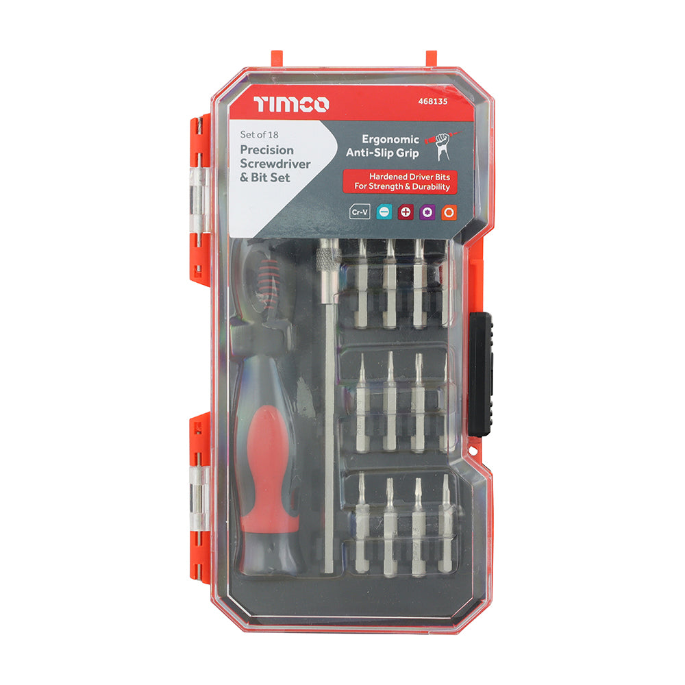 This is an image of Timco - Precision Screwdriver Bit Set 18pcs (18 Pieces Case) 468135
