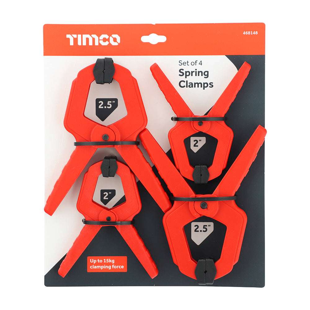 This is an image of Timco - Spring Clamp Set 4pcs (4 Pieces Backing Card) 468148