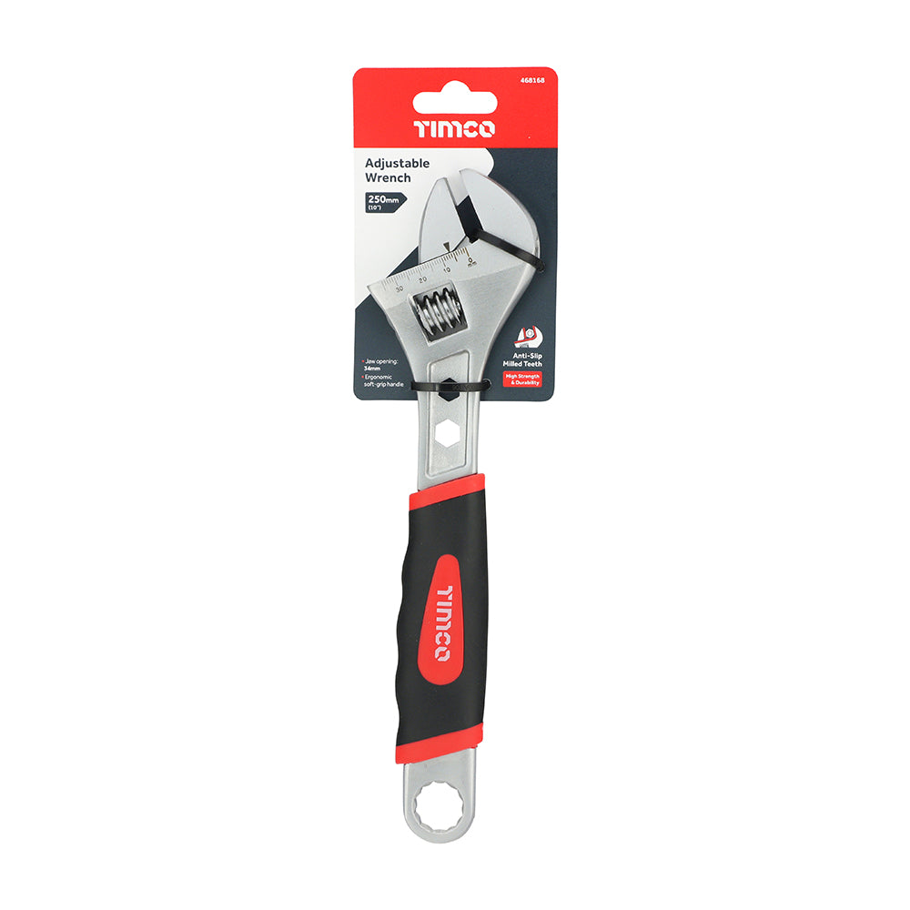 This is an image of Timco - Adjustable Wrench 10" (1 Each Backing Card) 468168