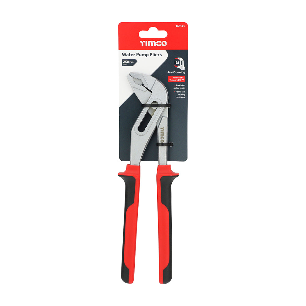 This is an image of Timco - Water Pump Pliers 10" (1 Each Backing Card) 468171