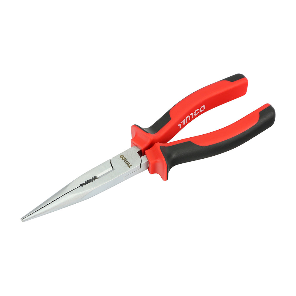 This is an image of Timco - Long Nose Pliers 8" (1 Each Backing Card) 468177