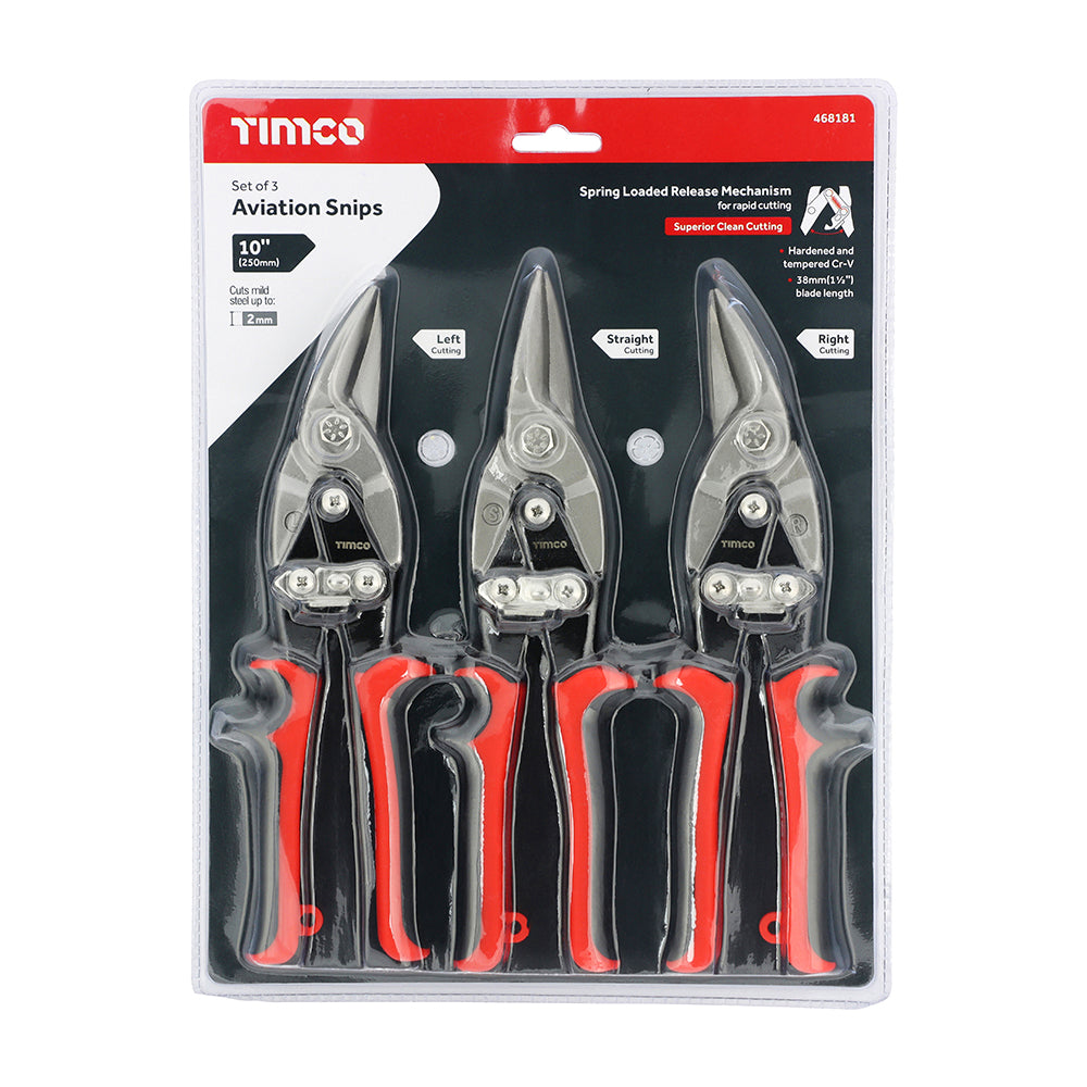 This is an image of Timco - Aviation Snips Set 3pcs (3 Pieces Blister Pack) 468181