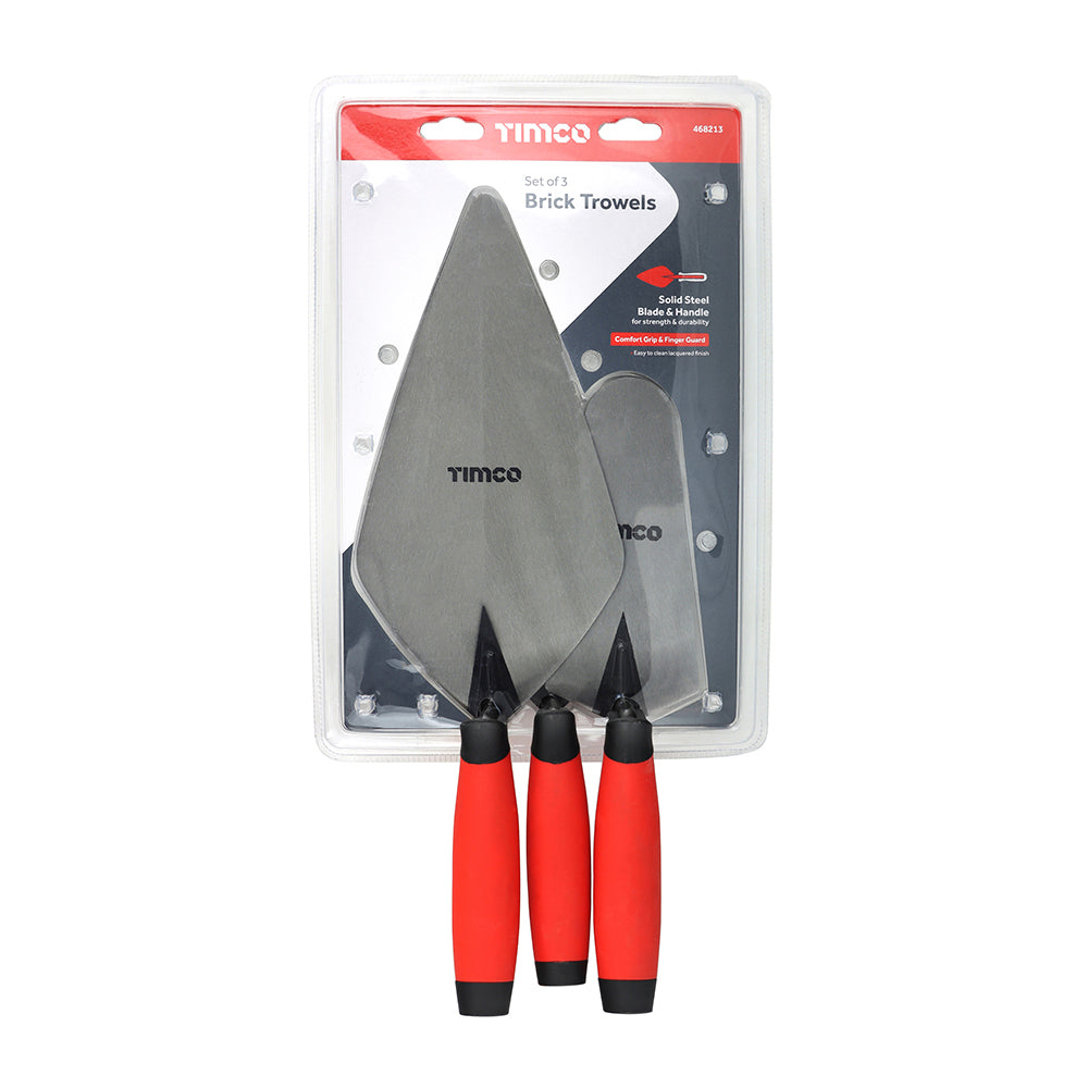 This is an image of Timco - Brick Trowel Set 3pcs (3 Pieces Blister Pack) 468213