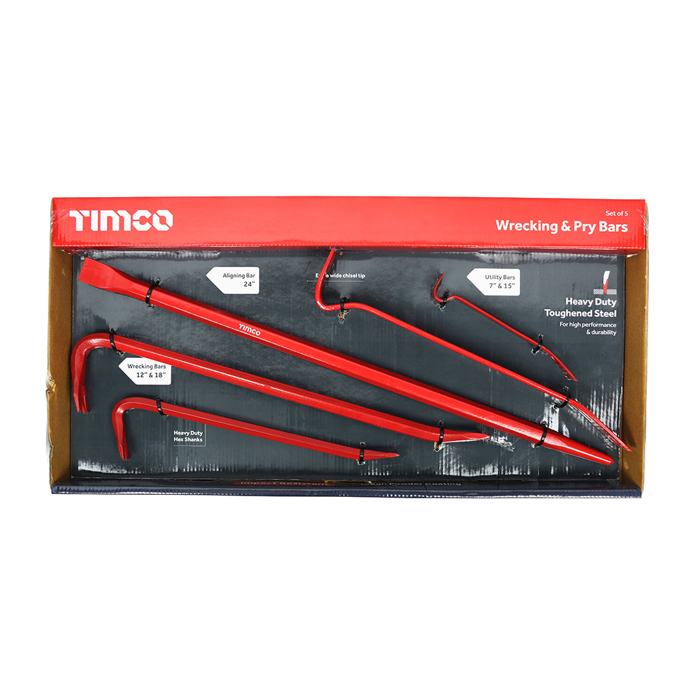 This is an image of Timco - Wrecking & Pry Bar Set 5pcs (5 Pieces Box) 468235