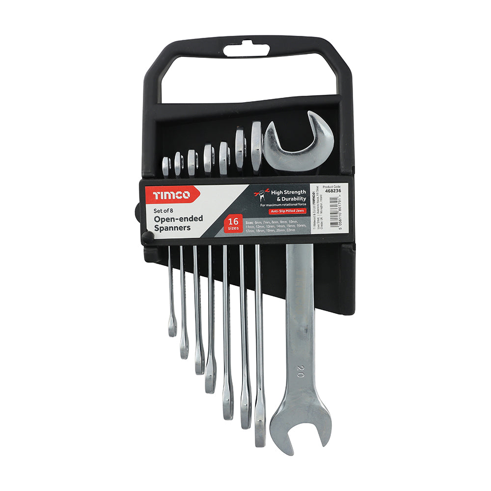 This is an image of Timco - Spanner Set - Open-ended 8pcs (8 Pieces Pack) 468236
