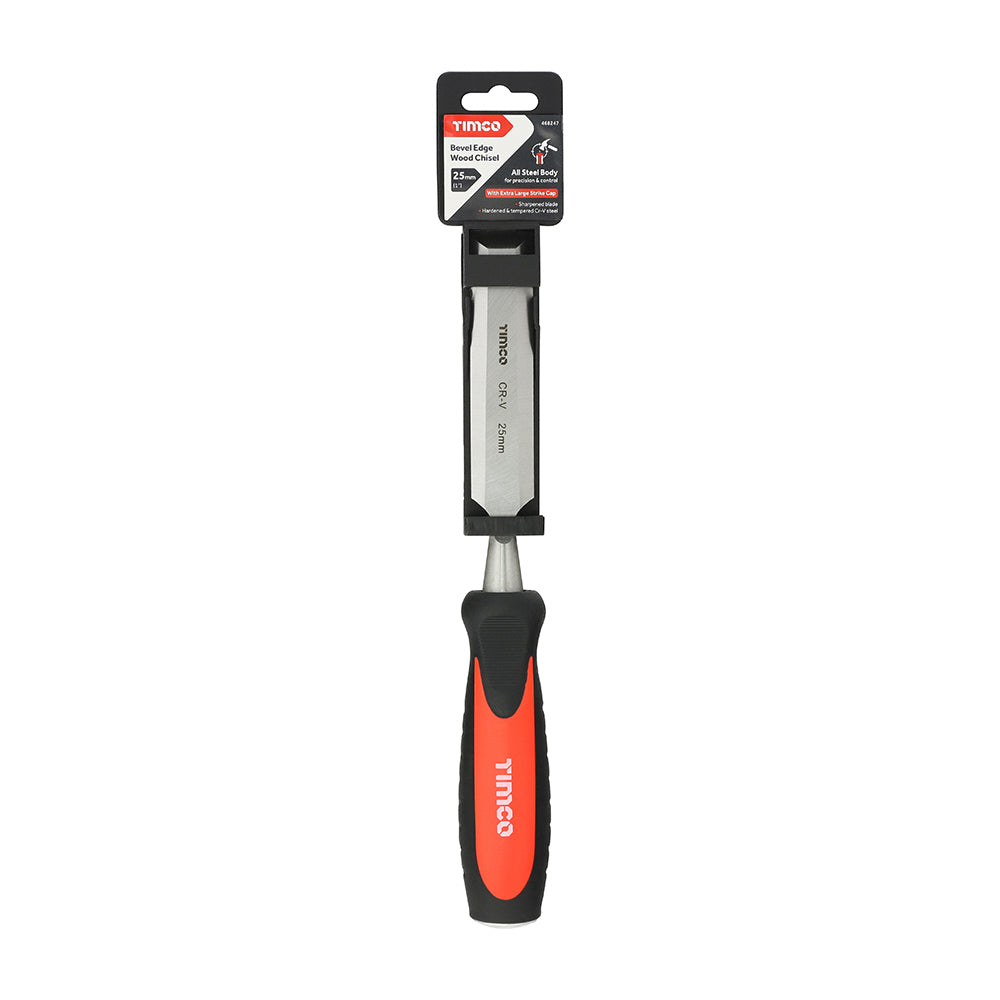 This is an image of Timco - Bevel Edge Wood Chisel 25mm (1 Each Clip) 468247