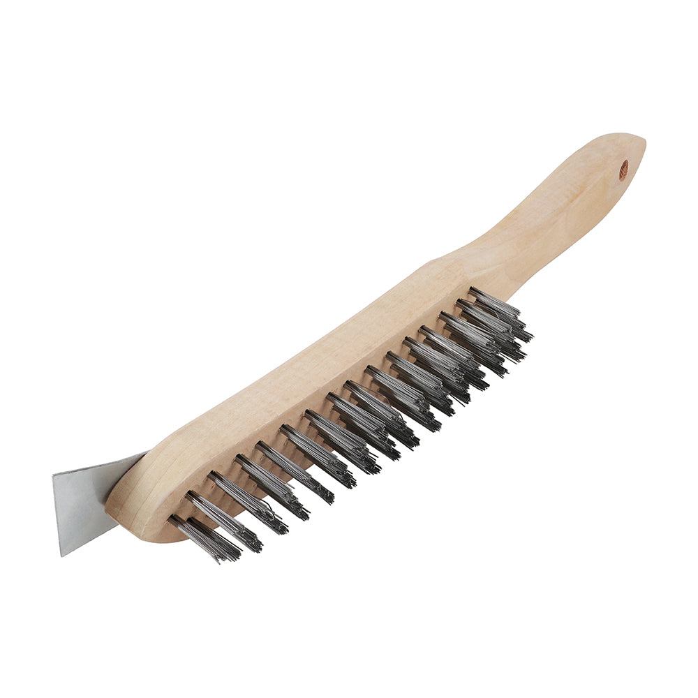 This is an image of Timco - Scratch Brush with Scraper - Stainless Steel 4 Rowsmm (1 Each Unit) 4SSBHD