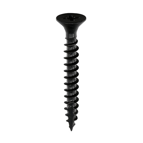 This is an image of Timco - Classic Multi-Purpose Screws - PZ - Double Countersunk - Exterior - Black Organic 5.0 x 30mm - (200 PCS Box) 50030CLAB