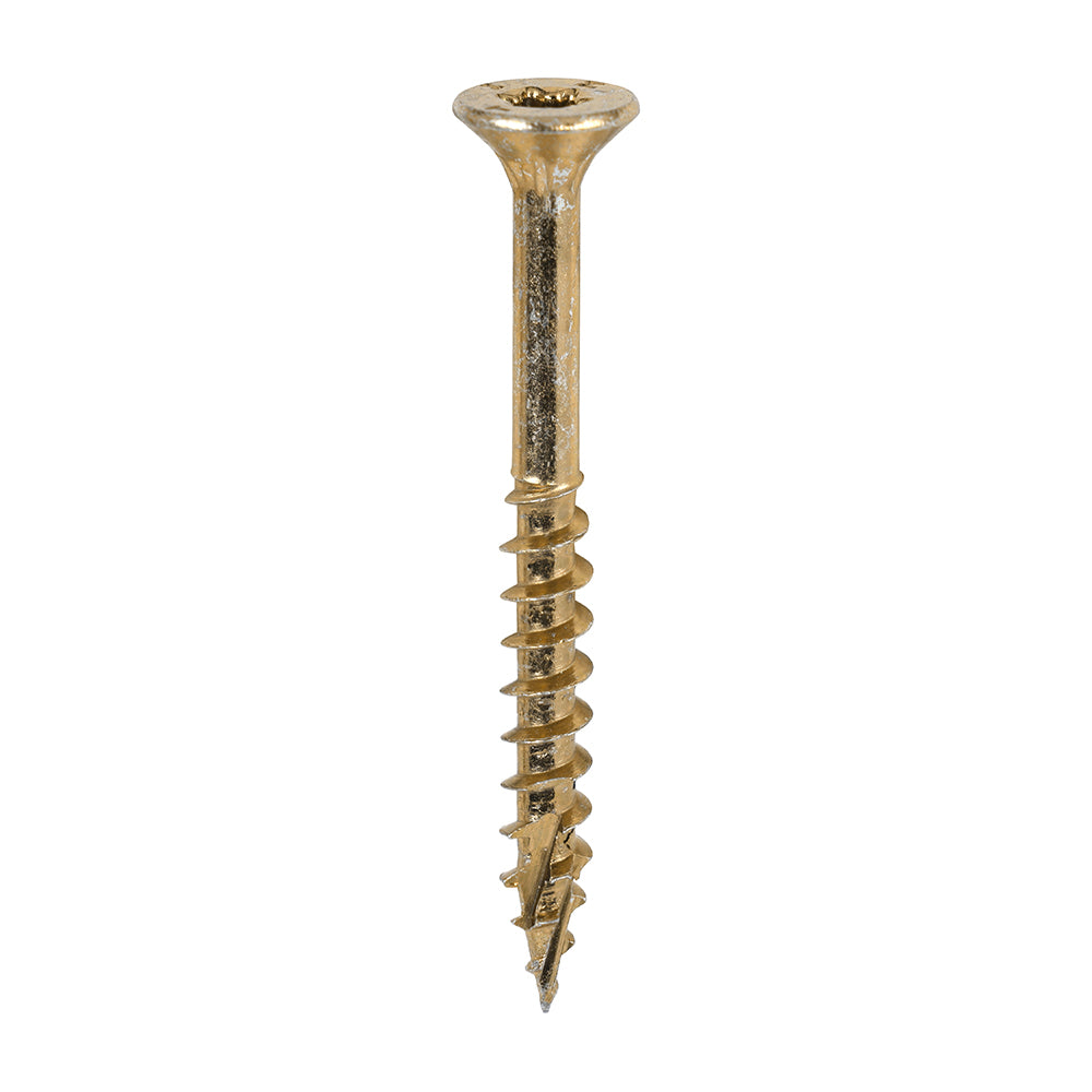 This is an image of Timco - C2 Clamp-Fix Screws - TX - Double Countersunk with Ribs - Twin-Cut - Yellow 5.0 x 50mm - (600 PCS Tub) 50050C2CTUB