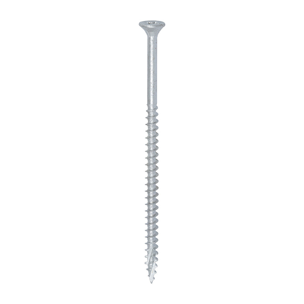 This is an image of Timco - C2 Exterior Strong-Fix Screws - PZ - Double Countersunk with Ribs - Twin-Cut - Silver 5.0 x 100mm - (80 PCS Tub) 50100C2S