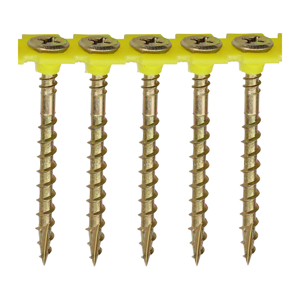 This is an image of Timco - Solo Collated Chipboard & Woodscrews - PH - Double Countersunk - Yellow 4.2 x 55mm - (1000 PCS Box) 55SCOLY