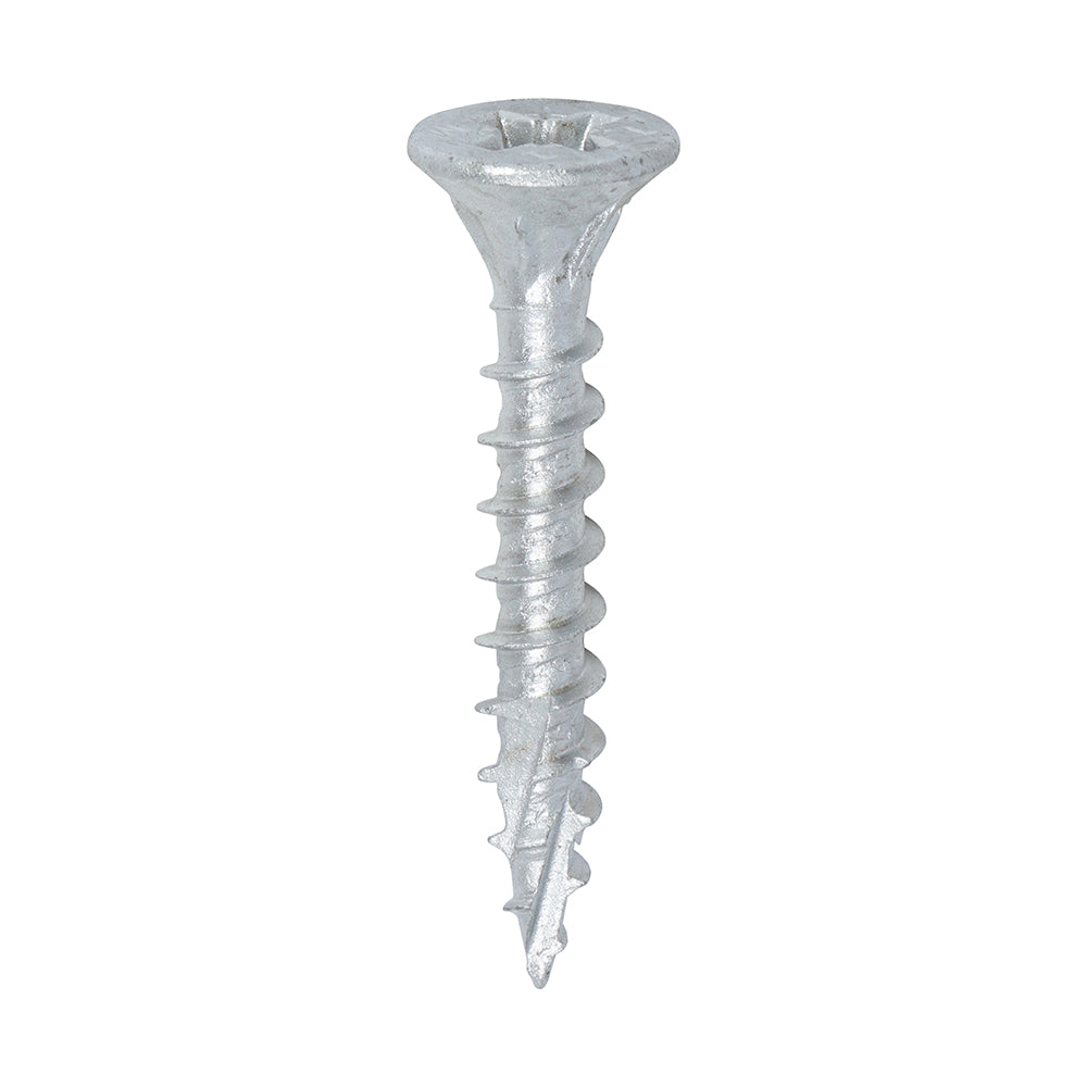This is an image of Timco - C2 Exterior Strong-Fix Screws - PZ - Double Countersunk with Ribs - Twin-Cut - Silver 6.0 x 40mm - (200 PCS Box) 60040C2SBX