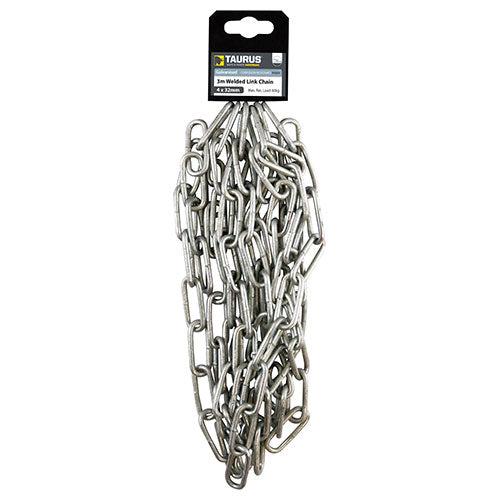 This is an image of Timco - Welded Link Chain - Hot Dipped Galvanised 6 x 42 x 12mm (2m) (1 Each Clip) 642HDGC