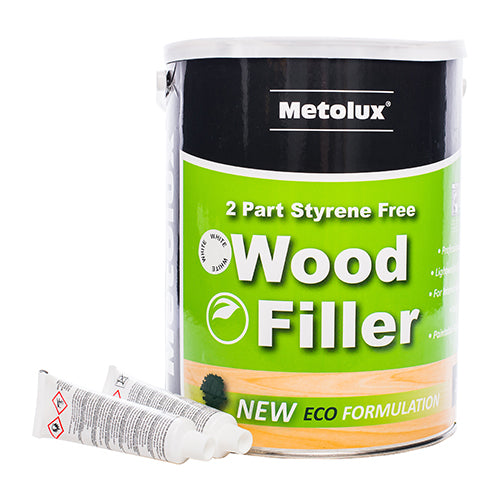 This is an image of Timco - Metolux 2 Part Styrene Free Wood Filler - White 3.3L (1 Each Tin) 65433