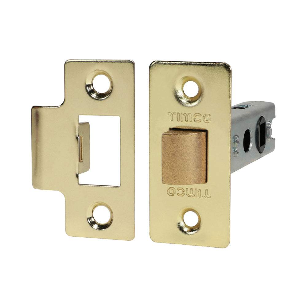 This is an image of Timco - Economy Tubular Latch - Electro Brass 79.5 case / 57.5 backset (1 Each Plain Bag) 675001