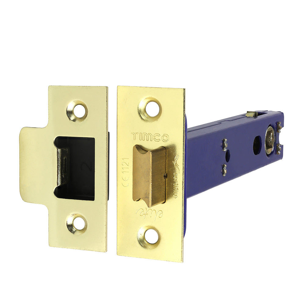 This is an image of Timco - Architectural Tubular Latch - Electro Brass & Satin Nickel 128 case / 107.5 backset (1 Each Plain Bag) 675015