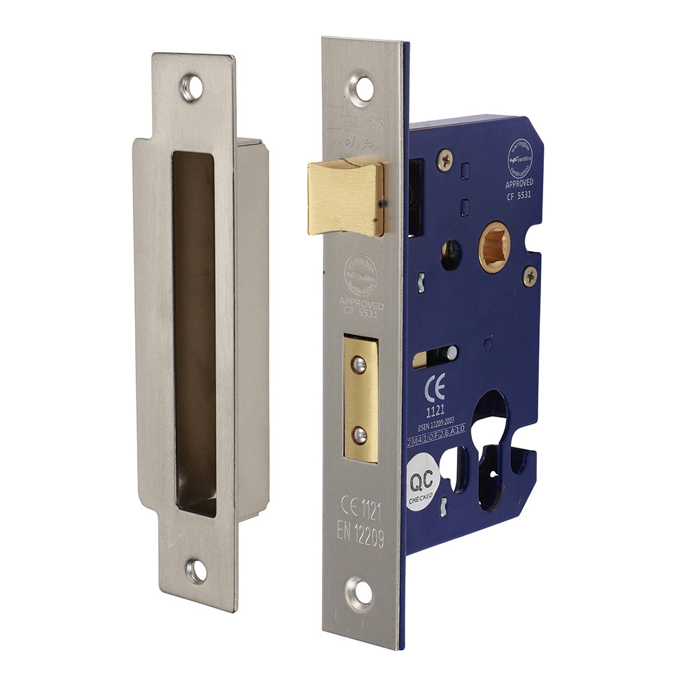 This is an image of Timco - Euro Sashlock - Satin Nickel 66 case / 45.5 backset (1 Each Box) 675020