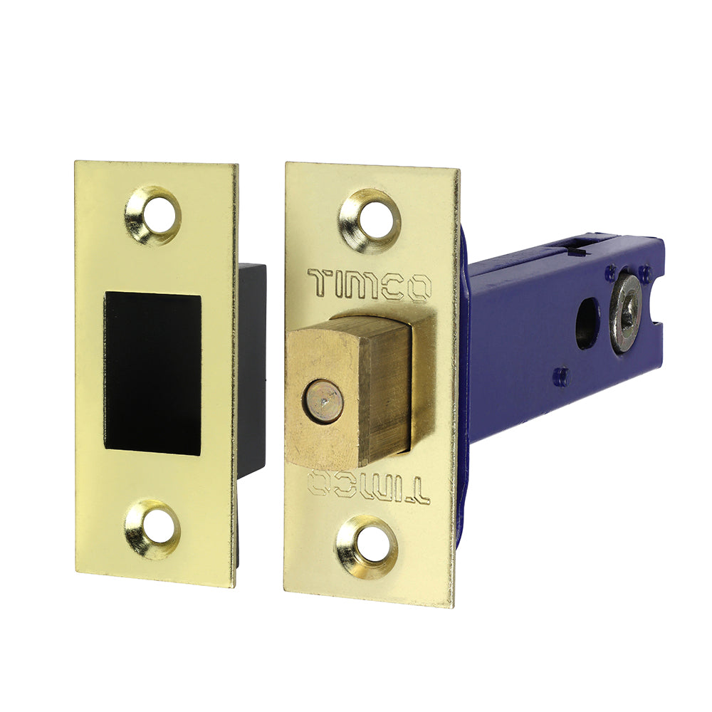 This is an image of Timco - Architectural Tubular Deadbolt - Electro Brass & Satin Nickel 103.5 case / 82.5 backset (1 Each Plain Bag) 675481