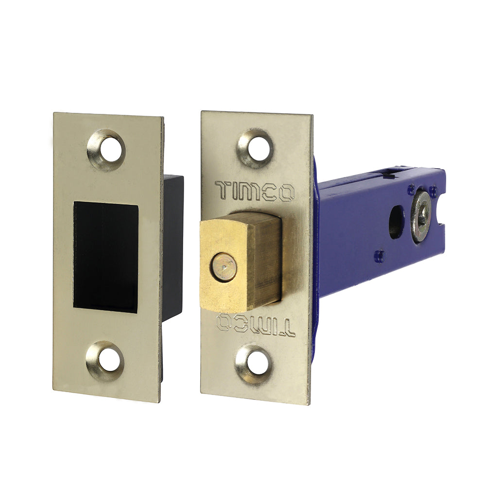 This is an image of Timco - Architectural Tubular Deadbolt - Electro Brass & Satin Nickel 103.5 case / 82.5 backset (1 Each Plain Bag) 675481