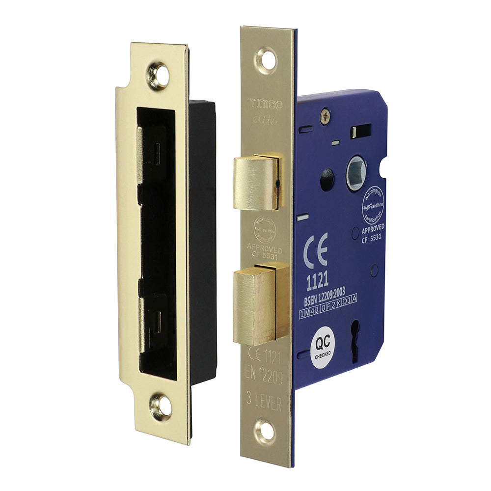 This is an image of Timco - 3 Lever Sashlock - Electro Brass 65 case / 45 backset (1 Each Box) 675987