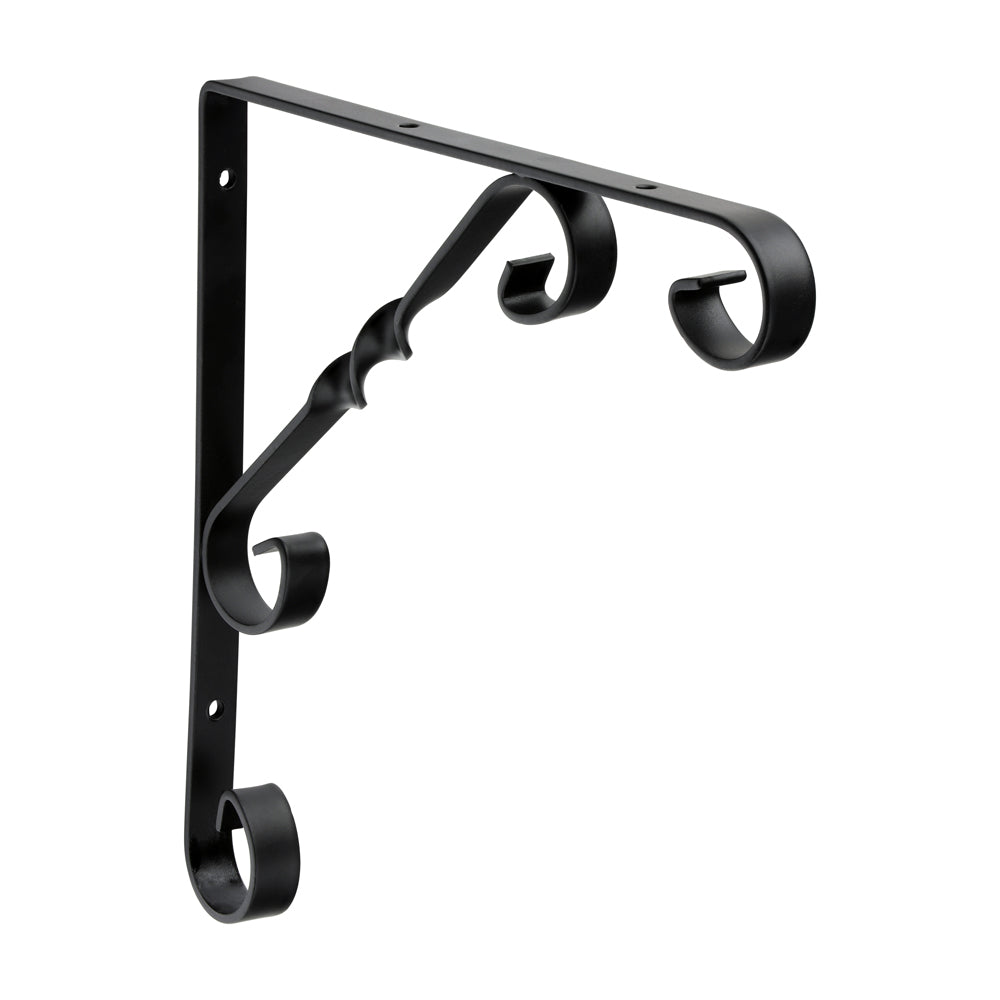 This is an image of Timco - Scroll Bracket - Black 8 x 8" 712155
