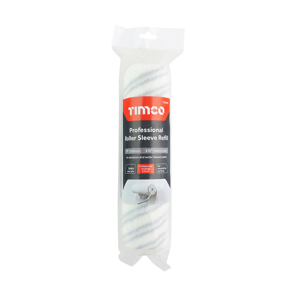 This is an image of Timco - Professional Roller Sleeve Refill 6mm 9" Short Pile (1 Each Bag) 720049