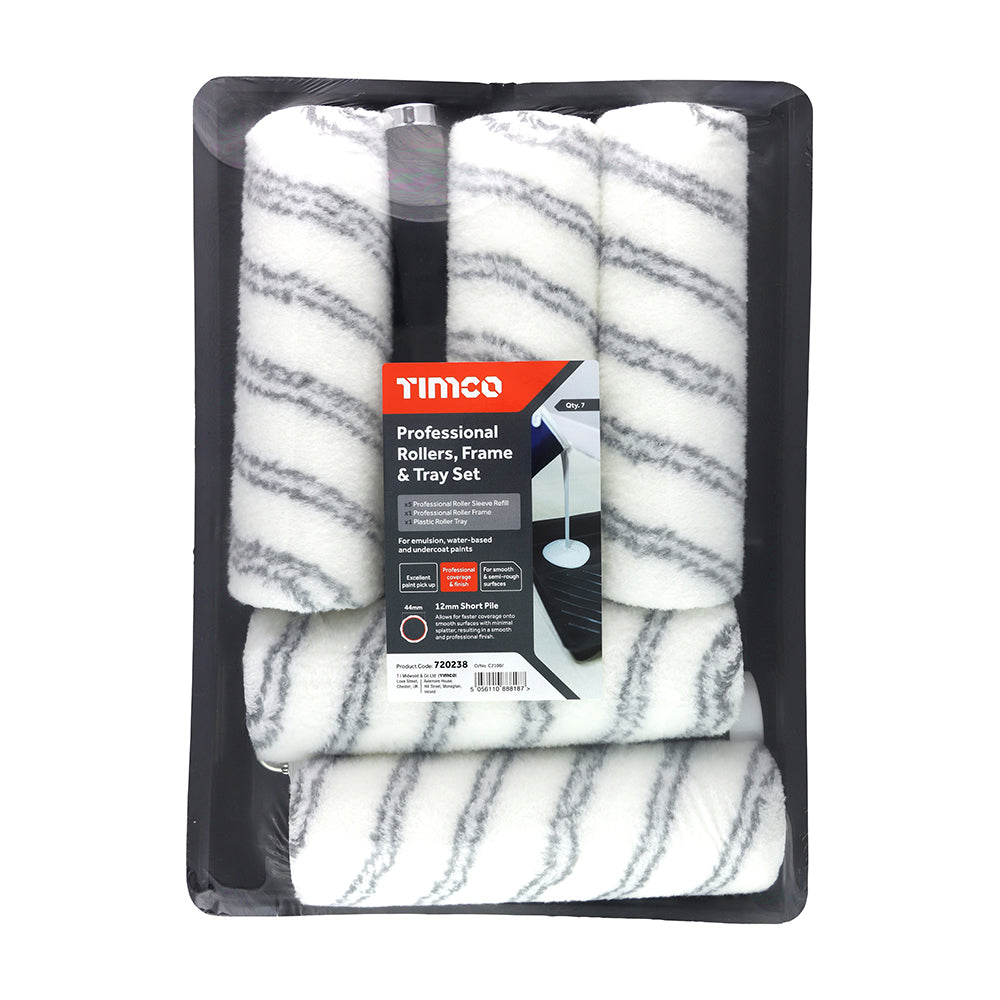 This is an image of Timco - Professional Roller Frame & Tray Set 9" (7 Pieces Bag) 720238