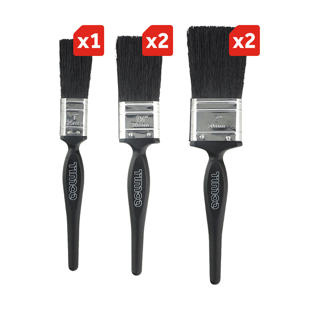 This is an image of Timco - Contractors Mixed Paint Brush Set 5pcs (5 Pieces Clamshell) 720737