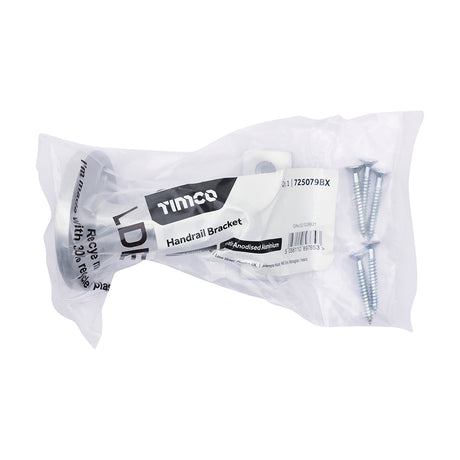 This is an image of Timco - Handrail Bracket - Satin Anodised Aluminium 63mm (1 Each Bag) 725079BX