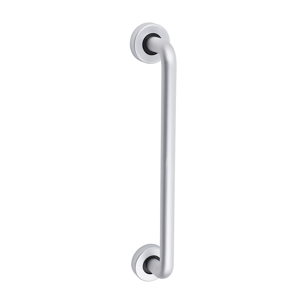 This is an image of Timco - D Shaped Pull Handle On Rose - Satin Anodised Aluminium 305 x 19 (1 Each TIMbag) 725094