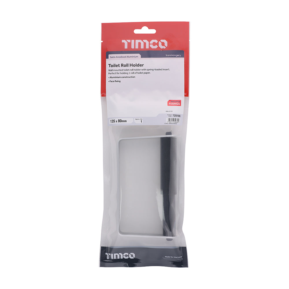 This is an image of Timco - Toilet Roll Holder - Satin Anodised Aluminium 135 x 80 (1 Each TIMbag) 725186