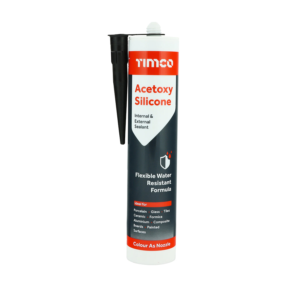 This is an image of Timco - Acetoxy Silicone ‚¬‚¬Å“ Black 300ml (1 Each Cartridge) PCS732741