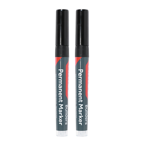 This is an image of Timco - Builders Permanent Markers - Chisel Tip - Black Chisel Tip (2 Pieces Blister Pack) 736222