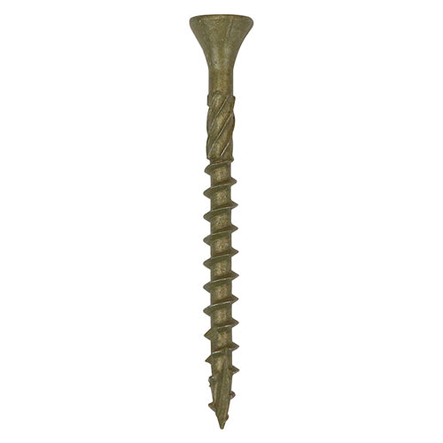 This is an image of Timco - C2 Deck-Fix Screws - TX - Countersunk with Ribs - Twin-Cut - Green 4.5 x 75mm - (250 PCS Box) 75C2D250BX