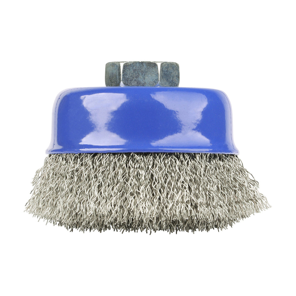 This is an image of Timco - Angle Grinder Cup Brush - Crimped Stainless Steel 75mm (1 Each Blister Pack) 75TCCSS