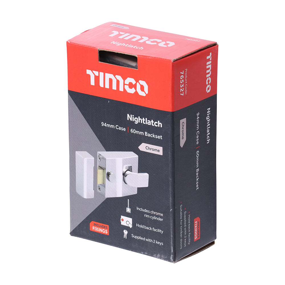 This is an image of Timco - Nightlatch - Chrome 94 case / 60 backset (1 Each Box) 765327