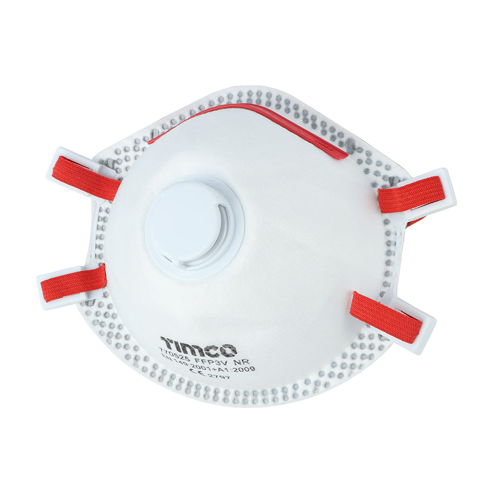 This is an image of Timco - FFP3 Moulded Masks with Valve One Size (3 Pieces Bag) 770120