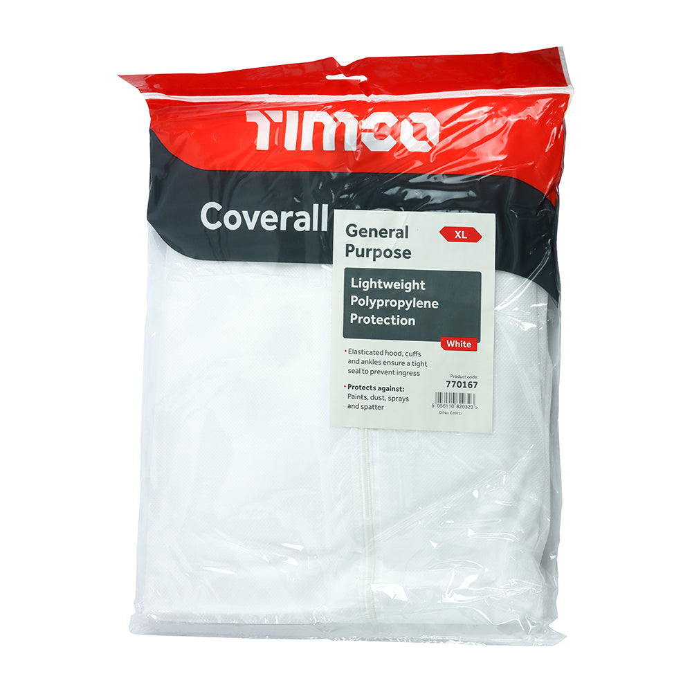 This is an image of Timco - General Purpose Coverall - White X Large (1 Each Bag) 770167
