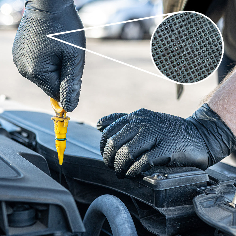 This is an image of Timco - Diamond Textured Disposable Nitrile Gloves Large (50 Each Box) 770394